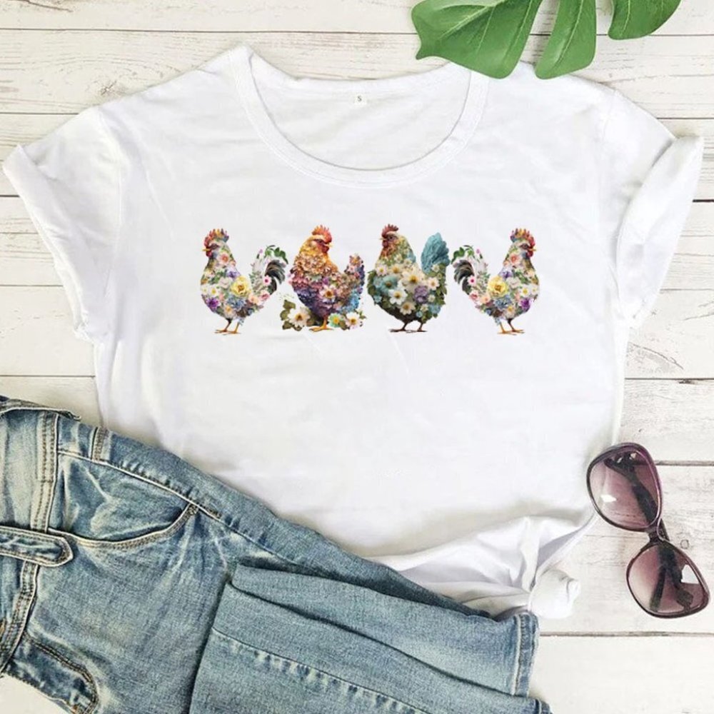 Chicken Shirt Floral Chicken Shirt Chicken Lover Animal Shirt - Picture 1 of 4